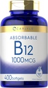 Carlyle Vitamin B12 1000 mcg Absorbable | 400 Softgels | Non-GMO and Gluten Free Supplement