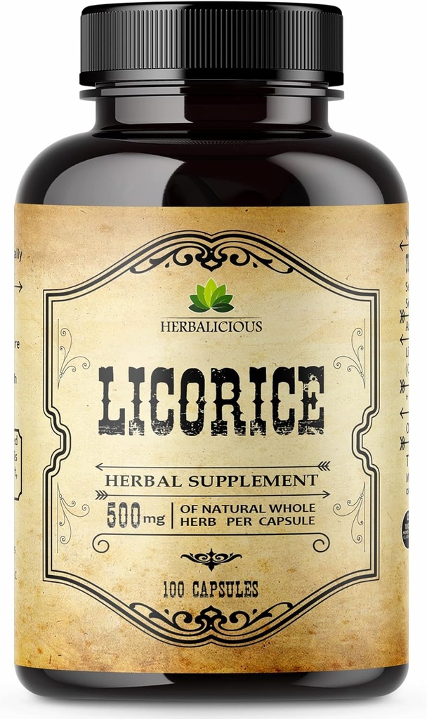 Licorice Root 100 Capsules – Pure Organic Glycyrrhiza Glabra – Herbal Supplement for Digestive Comfort & Overall Wellness – Non-GMO & Additive-Free