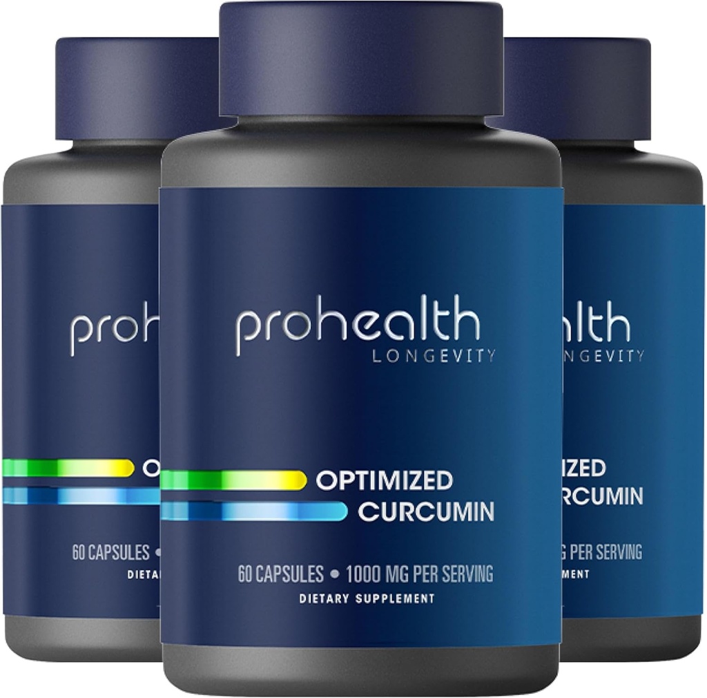 ProHealth Turmeric Curcumin Supplement: 285 Times More Bioavailable - Developed by Neuroscientists. 1000 mg Concentrated Longvida Curcumin Extract Per Serving (60 X 500mg Capsules Per Bottle) (3 Pack)