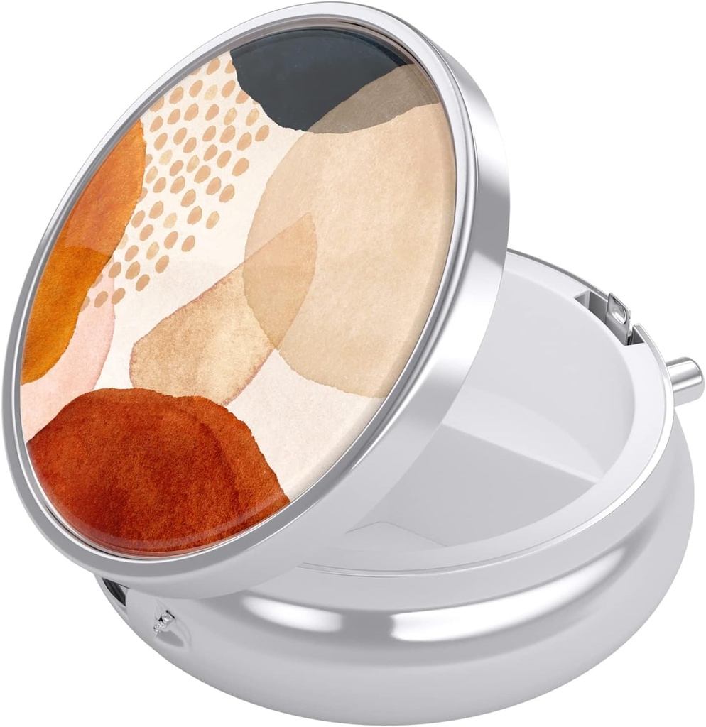 Nipichsha Pill Box, Small Pill Case for Purse & Pocket, Cute Travel Medicine Organizer, Portable Medicine Container Holder to Hold Vitamins, Medication, Fish Oil & Supplement, Simple Abstract Art