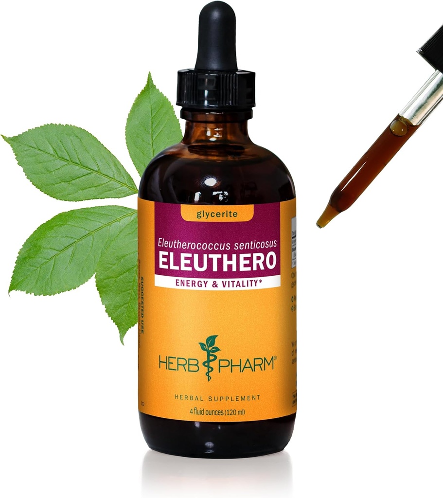 Herb Pharm Eleuthero Root Liquid Glycerite for Energy and Stamina, Alcohol-Free Glycerite, 4 Ounce