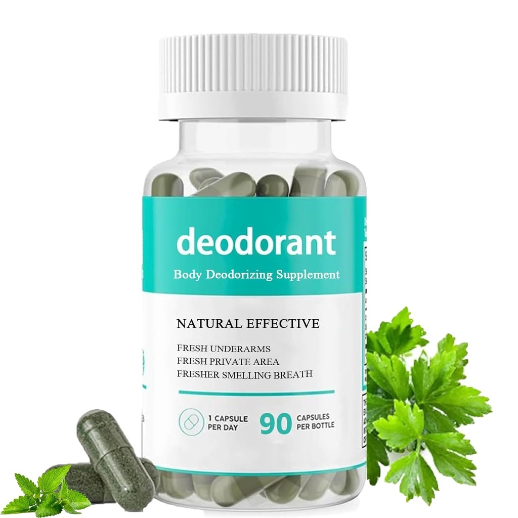 Body Deodorizing Supplement，Body Deodorizing Capsules，Body Deodorant Capsules for Detox, Digestion, Gut Health, Skin Support 90 Capsules (1)