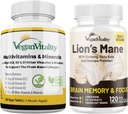 Vegan Vitality Lion's Mane x General Health Combo Bundle - 6 Months Lion's Mane and Multivitamins