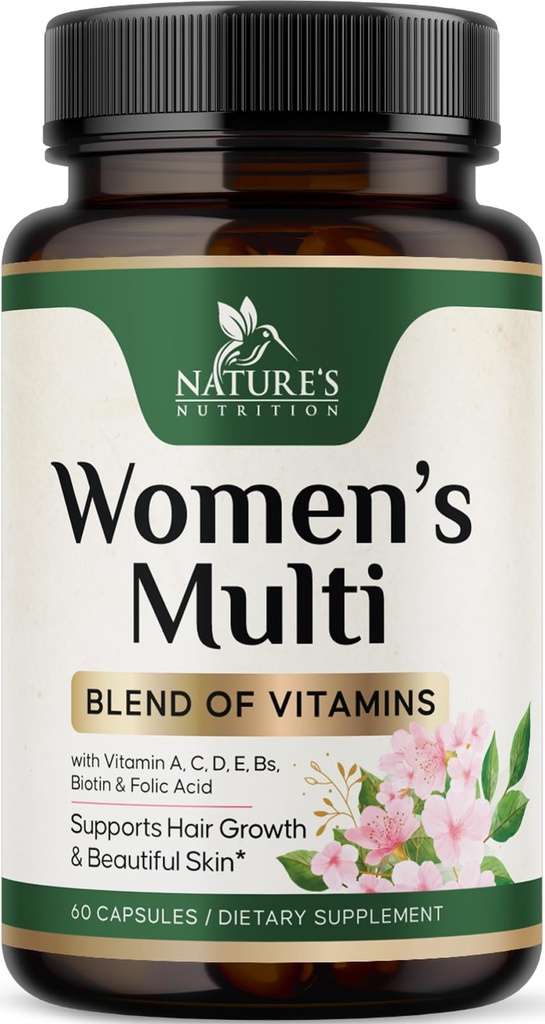 Multivitamin for Women - Complete Multi Vitamin with Vitamins A, C, D, E, B6, B12, Zinc, Calcium & Magnesium, Womens Daily Multimineral Supplement for Hair Skin and Nails Health Support - 60 Capsules