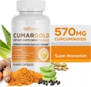 Cumargold 570mg Curcuminoids Turmeric Curcumin Supplement with Piperine, Licorice Root & Aloe Vera - High Potency Natural Wellness Capsules (90 Count)