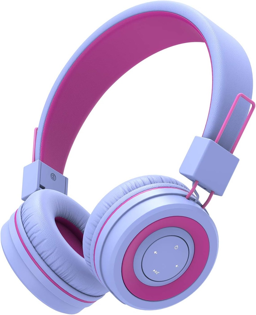 iClever BTH02 Kids Bluetooth Headphones, 93H Playtime, Foldable, Adjustable Headband, Bluetooth 5.4, Kids Wireless Headphones with Microphone for IPad/Tablet/School/Travel, Purple