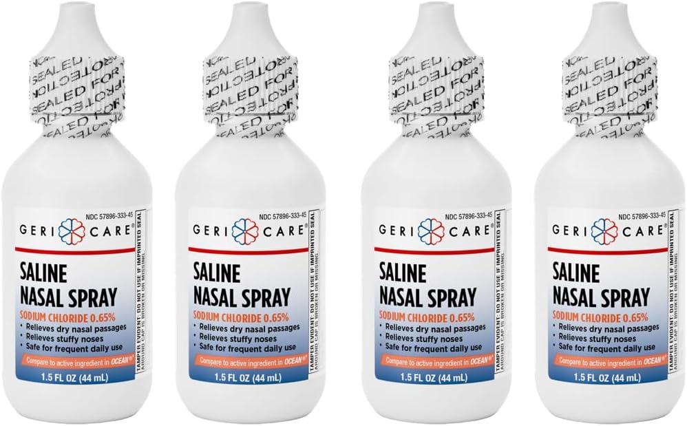 GeriCare Saline Nasal Spray 1.5 FL OZ Moisturizing Sodium Chloride 0.65% (Pack of 4)