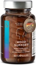 CLAV Mood Support Supplement - with Ashwagandha + Saffron Extract + 5-HTP Griffonia + Siberian Ginseng + Rhodiola rosea - 60 Capsules