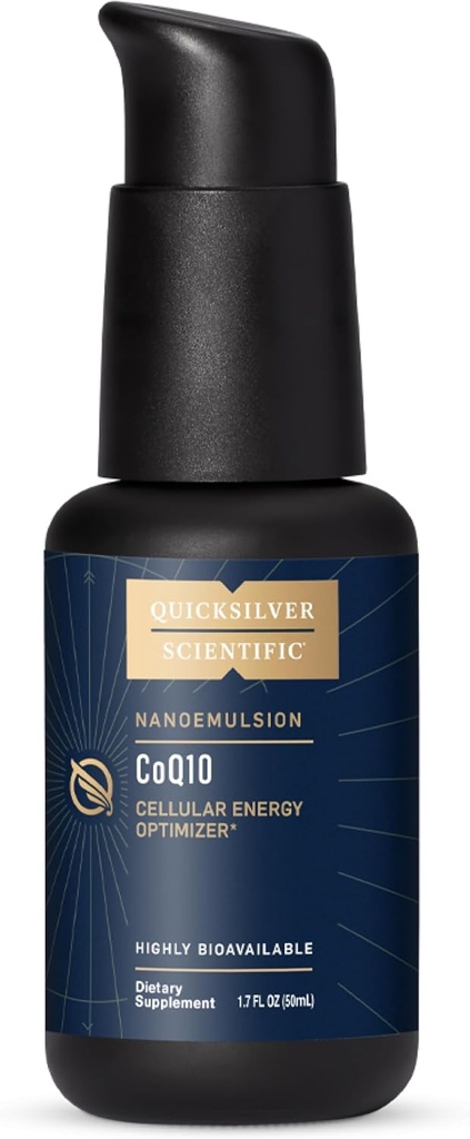 Quicksilver Scientific CoQ10 Nanoemulsion - Liposomal Coenzyme Q10 Cardiovascular Support & Cellular Energy Supplement - Fast Absorbing Liquid CoQ10 (1.7oz / 50ml)