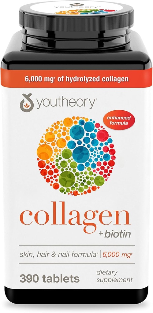 Youtheory Collagen Advanced Formula with Biotin, 390 Count (Pack of 1)
