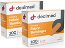 Dealmed Fabric Flexible Adhesive Bandages – 100 Count (2 Pack) Bandages with Non-Stick Pad, Latex Free, Wound Care for First Aid Kit, 3" x 3/4"