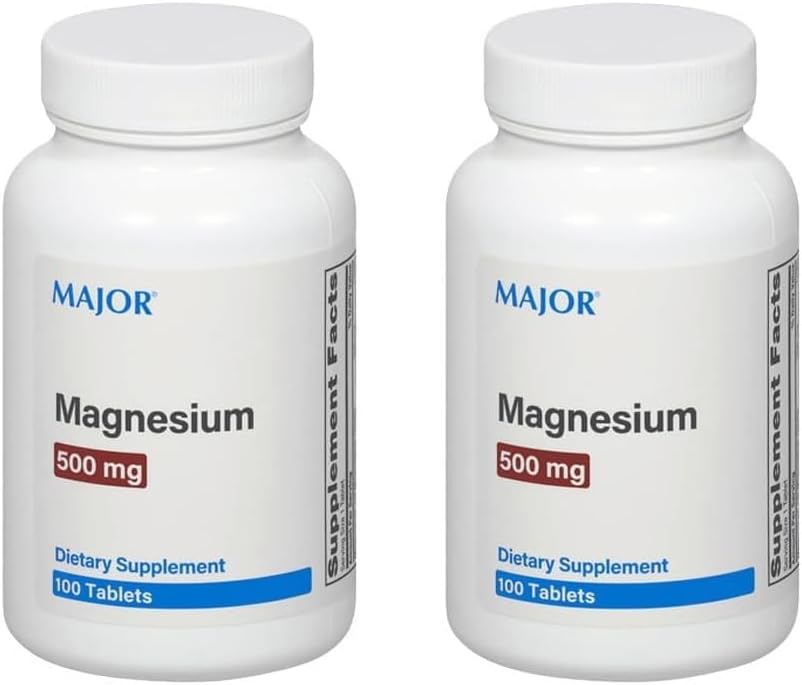 Major Magnesium 500mg - Magnesium Oxide Tablets - Dietary Supplement - 100 Count (2 Pack)