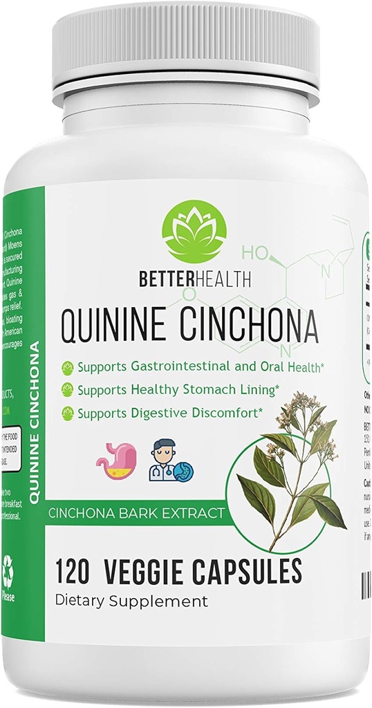 Quinine Cinchona Bark Extract Herbal Supplement for Gastrointestinal and Oral Support, Boosting Immune System, Leg Cramping Relief, Muscle Cramps - 500 mg – 120 Caps