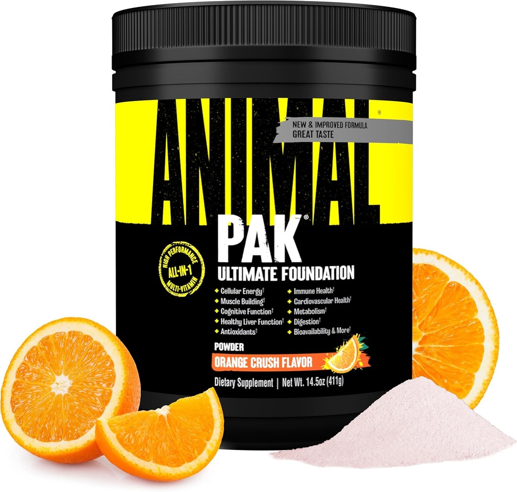 Animal Pak - Convenient All-in-One Vitamin & Supplement Powder - Zinc, Vitamins C, B, D, Amino Acids, Immune Support, Digestive Enzymes, and More - Daily Multivitamin for Women & Men - 60 Scoops