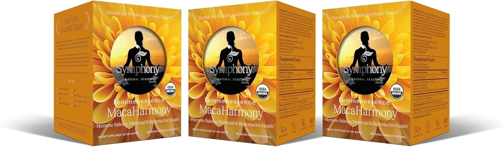 Femmenessence® MacaHarmony® – Clinically Studied Hormone Balance Support for Menstrual Health, PMS Relief, Mood, Skin & Fertility (360 Capsules, 180 Day Supply)