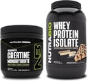 NutraBio Creatine Monohydrate, Unflavored, 150g and Whey Protein Isolate, Chocolate Peanut Butter, Supplement Bundle - Muscle Energy, Lean Muscle Growth, Recovery, and Strength