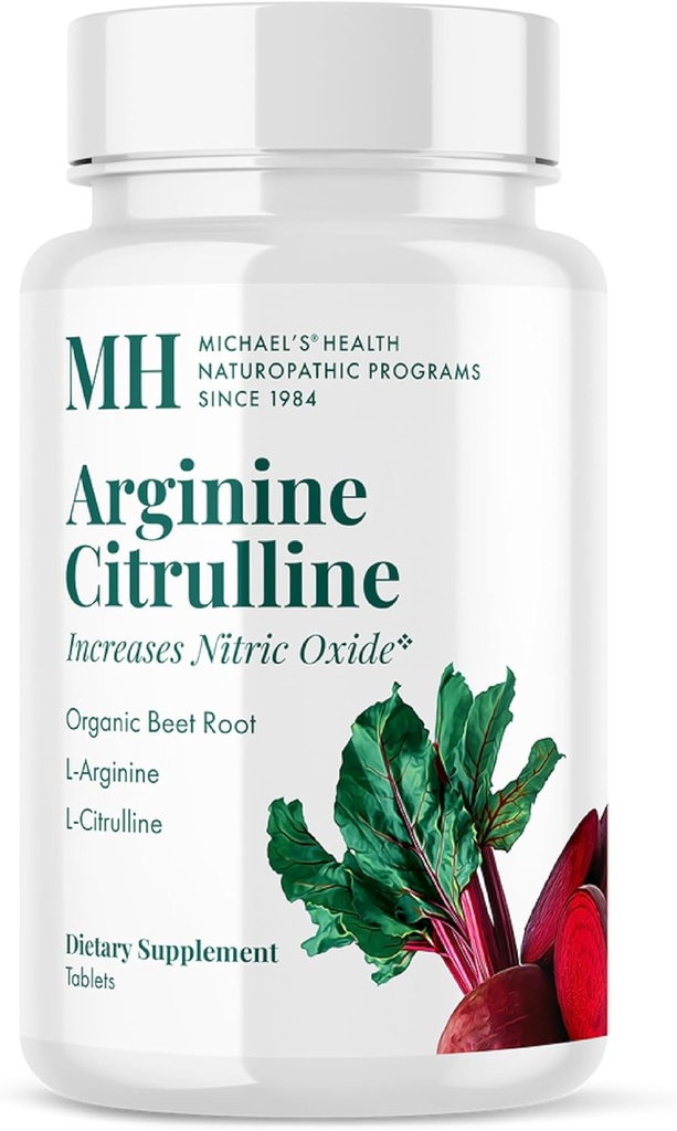 MICHAEL'S Health Naturopathic Programs Arginine Citrulline - 90 Tablets - Increases Nitric Oxide - with Organic Beet Root - 30 Servings