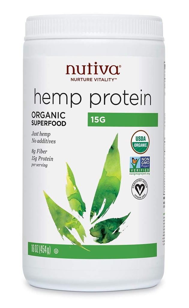 Nutiva Organic, Cold-Processed Hemp Protein from non-GMO, Sustainably Farmed Canadian Hempseed, 15 G, 16 Ounces