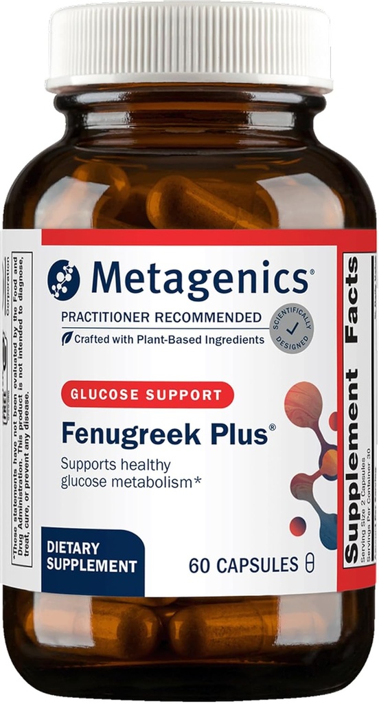 Metagenics Fenugreek Plus - Supports Healthy Metabolism* - Vegetarian Herbal Support - with Bitter Melon & Gymnema Extract - Non-GMO & Gluten-Free - 60 Capsules