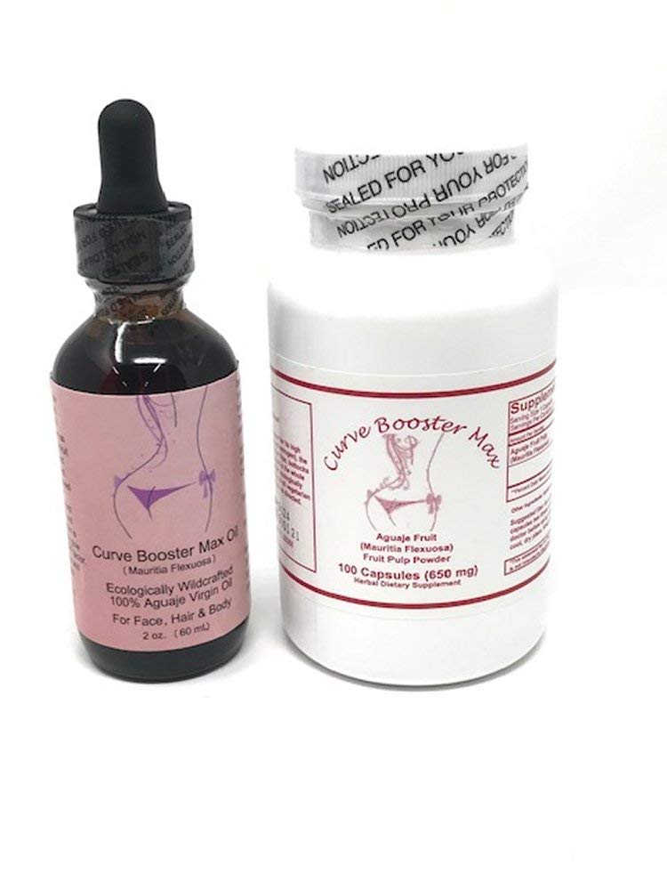 Curve Booster Max Aguaje Capsules And Aguaje Oil Kit For Natural Breast And Butt Enhancement For Crossdressing Men And Trans-Women