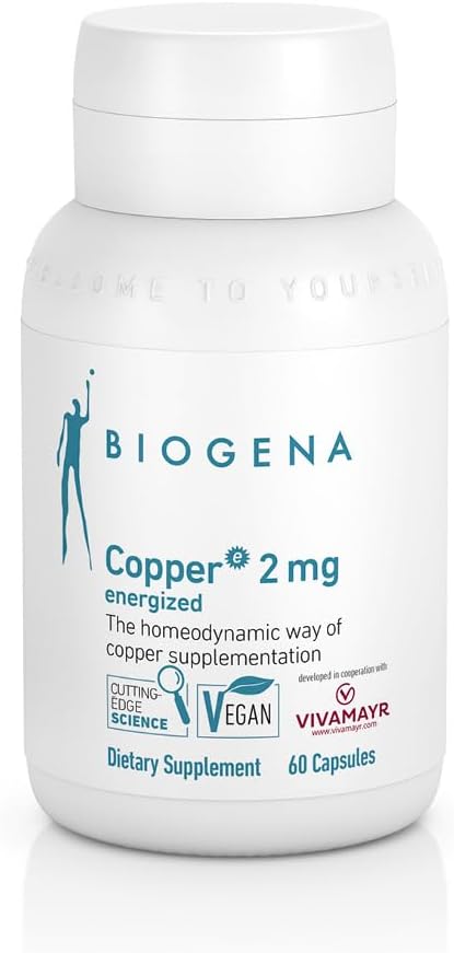 Biogena Copper 2 mg Energized - in The Easily Absorbed and Well Tolerated Citrate Form - 60 Capsules