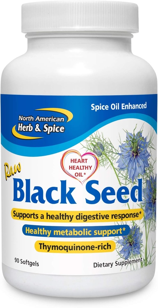 NORTH AMERICAN HERB & SPICE Black Seed Oil 1000 mg - 90 Count - Liver, Gallbladder & Intestinal Function - Heart & Digestive Health - Black Seed Oil, Oregano Oil, Fennel - Non-GMO - 45 Servings