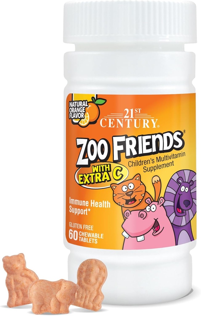 21st Century Zoo Friends with Extra C Chewable Tablets, 60 Count