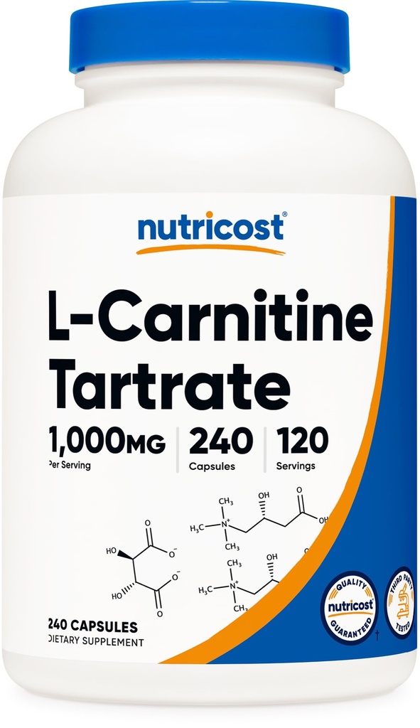 Nutricost L-Carnitine Tartrate 1,000mg, 240 Capsules, 120 Servings