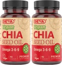 DEVA Vegan Vitamins Chia Seed Oil, Packed with Omega 3, 6, 9 & Other Essential Fatty Acids, Cold-Pressed & Unrefined, 90 Capsules, (Pack of 2)