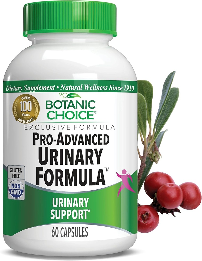 Botanic Choice Pro-Advanced Urinary Formula-Blend for Urinary Tract Health Support - Magnesium Cranberry Uva Ursi Damiana - 60 Capsules