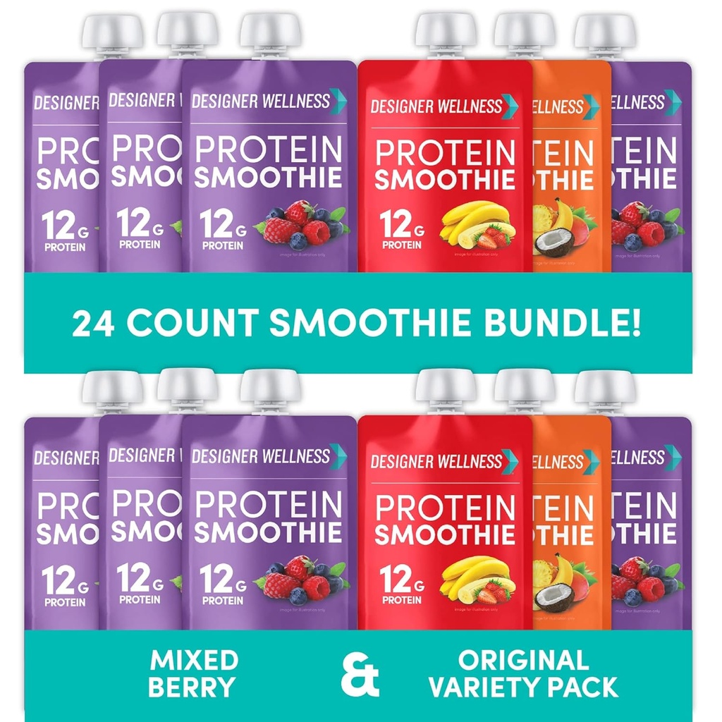 Designer Wellness Protein Smoothies Variety Pack and Mixed Berry Bundle