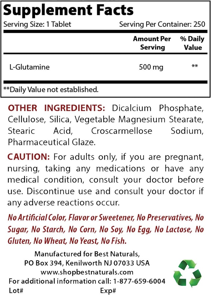 Best Naturals L-Glutamine 500 mg & L-Citrulline 1500 mg