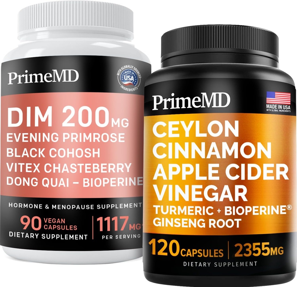 Ceylon Cinnamon (1pk) and Menopause Support (1pk) Supplement Bundle - Potent Vitamins for Heart, Metabolism, Hormone, and Immune Support - Non-GMO, Vegan, Gluten-Free