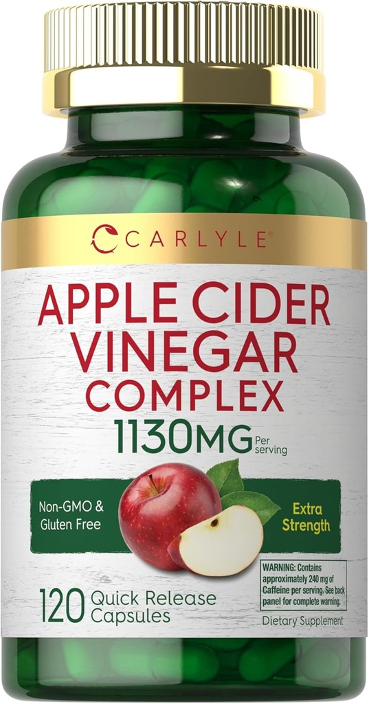 Carlyle Apple Cider Vinegar Complex Capsules | 120 Pills | with Cayenne and Ginger | Non-GMO & Gluten Free Supplement
