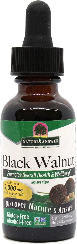 Nature's Answer Black Walnut Green Hull Extract 1oz - Alcohol-Free, Gluten-Free, Kosher - Black Walnut, Wormwood Black Walnut Clove Parasite Cleanse - Detox & Liver Support, Digestive Cleanser
