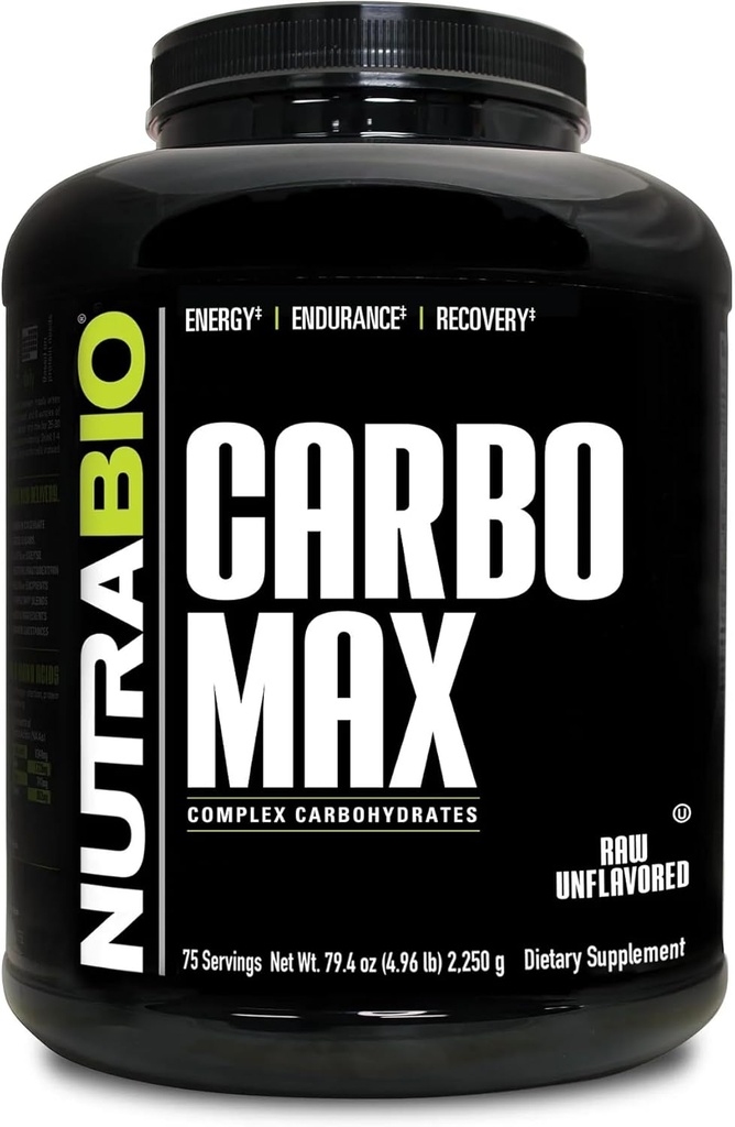 NutraBio CarboMax Maltodextrin Powder - Carbohydrate Powder for Sustained Energy - Calorie Rich for Muscle and Weight Gain - Unflavored - 5 Pounds, 75 Servings