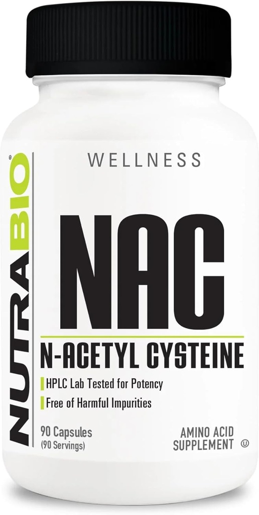 NutraBio N-Acetyl Cysteine Supplement (NAC) - 90 Capsules, 600mg Each - Powerful Anti-Oxidant - Immune Support - Boost Glutathione