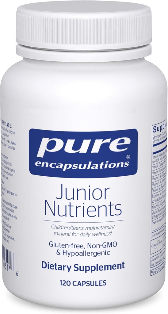 Pure Encapsulations Junior Nutrients - Kids & Teens Multivitamin - Without Iron - with Calcium, Vitamin D3 & Vitamin C - Non-GMO & Vegetarian - 120 Capsules
