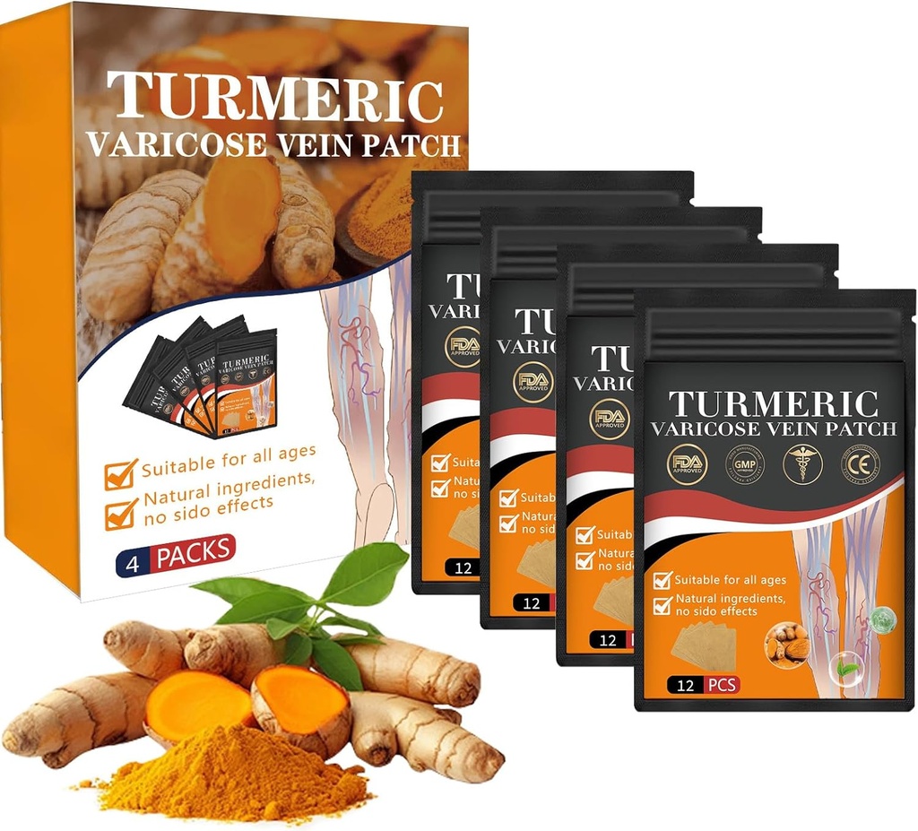 1 Box Furzero Turmeric Varicose Vein Patch - 2024 New Turmeric Vein Patches,Naturally relieves varicose Veins in Legs and Spiders