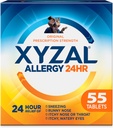Xyzal 24 Hour Allergy Relief Medicine, Original Prescription Strength Antihistamine, Levocetirizine Dihydrochloride Tablets 5 mg, 55 Count