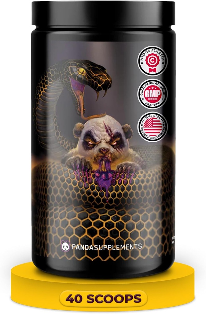 Undergound Bio Labs: Panda Supps Pandamic, Extreme Pre Workout for Maximum Performance, Pump, and Focus (40 Scoops) (Grape Bubblegum)