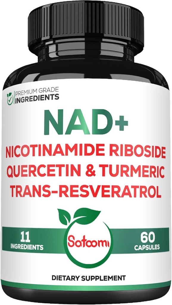 Satoomi NAD Supplement for Women - NAD Nicotinamide Riboside Resveratrol 900mg, Quercetin, Turmeric, Astragalus, Ginseng, Vitamin D3, Vitamin C - 60 Count