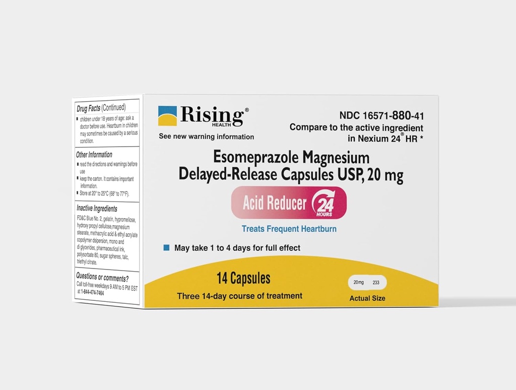 Rising Health - Esomeprazole Magnesium Delayed-Release Capsules, USP - Treats Frequent Heartburn - 20 mg - 42 Count