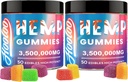 Hemp Gummies Big Cubes Extra Strength for Bedtime Support, Unwind, 6 Fruity Flavors Chewable Hemp Gummy Vitamins for Adults, Pack of 2, Made in USA