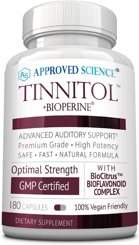 Approved Science Tinnitol - Tinnitus Support Supplement - Ease Ringing in The Ears - Boost Inner Ear Health - 1 Bottle - 3 Month Supply - Made in The USA