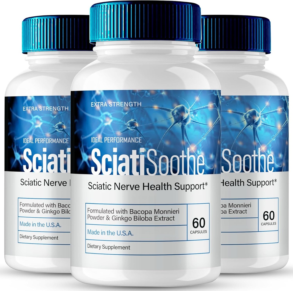 SciatiSoothe for Sciatica Capsules, Sciati Soothe Nerve Health Support, SciatiSoothe Supplement Advanced Formula, Nerve Support Pills - Maximum Strength - SciatiSoothe Reviews (3 Pack)
