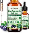 Calcium Magnesium Zinc, Liquid Calcium Magnesium Citrate with Vitamin D3 K2, B6, Omega-3, High Potency Liquid Magnesium Calcium Drops w. Herbal Supplement for Bone, Muscle, Relaxation, Sleep, Nerve