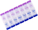 Pill Organizer 7 Day, Pill Box 2 Times a Day AM PM Pill Case, Weekly Pill Container Portable Travel Medicine Box for Vitamins and Supplements (Blue-Purple)