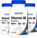 Nutricost Vitamin B2 (Riboflavin) 400mg, 120 Capsules (3 Bottles)