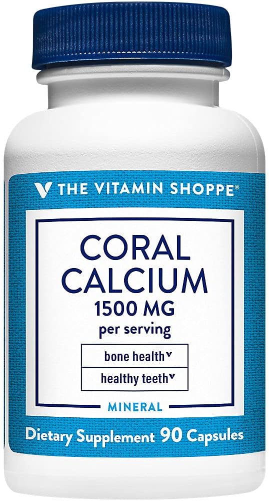 The Vitamin Shoppe Coral Calcium 1,500MG - Eco Safe Source of Calcium, Magnesium & Trace Minerals to Support Healthy Bones and Teeth (90 Capsules)
